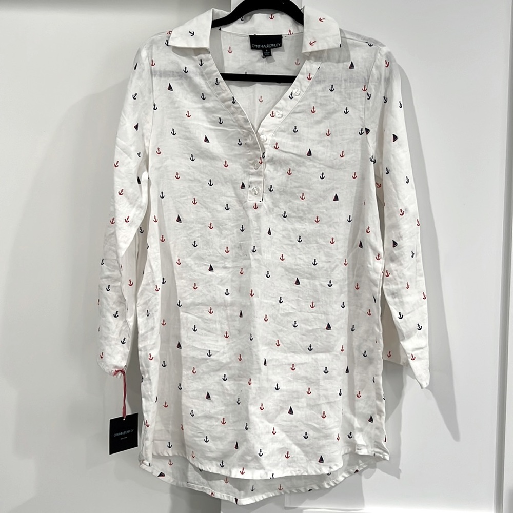 NWT Cynthia Rowley Linen Nautical Tunic - Size Small